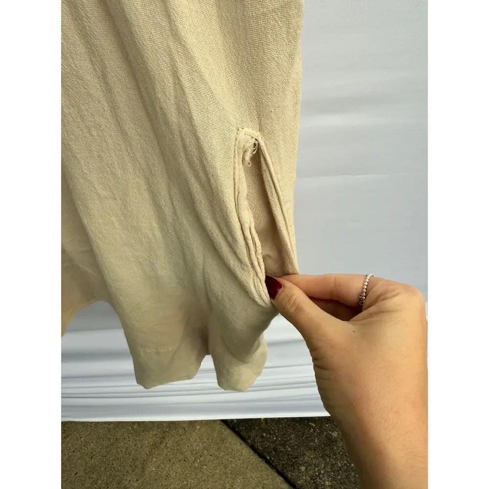Blanco Suza Beige 100% Cotton Button Cover Up Beach Mini Dress